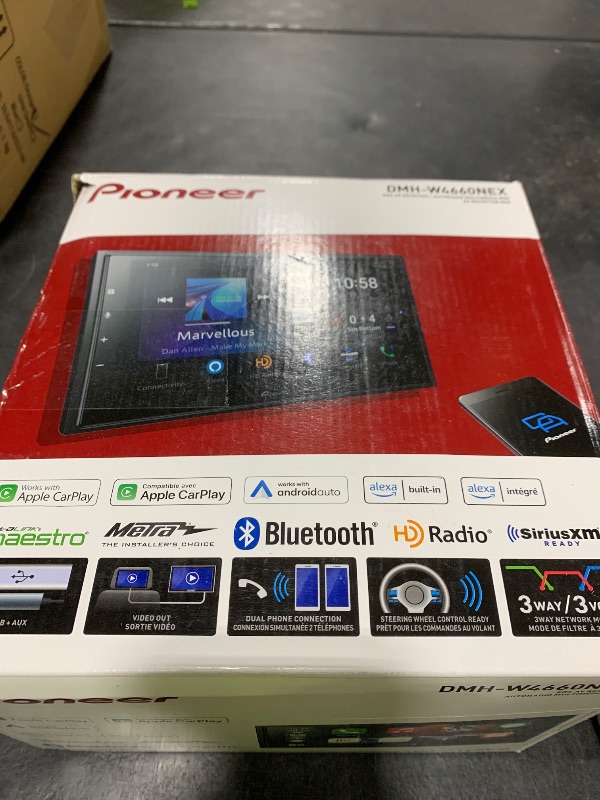 Photo 1 of Pioneer DMH-W4660NEX 6.8" Capacitive Touchscreen, Double Din – Wireless & Wired Apple CarPlay & Android Auto, Amazon Alexa Built-in, Bluetooth, HD Radio, Backup Camera, FLAC, Hi-Volt RCA