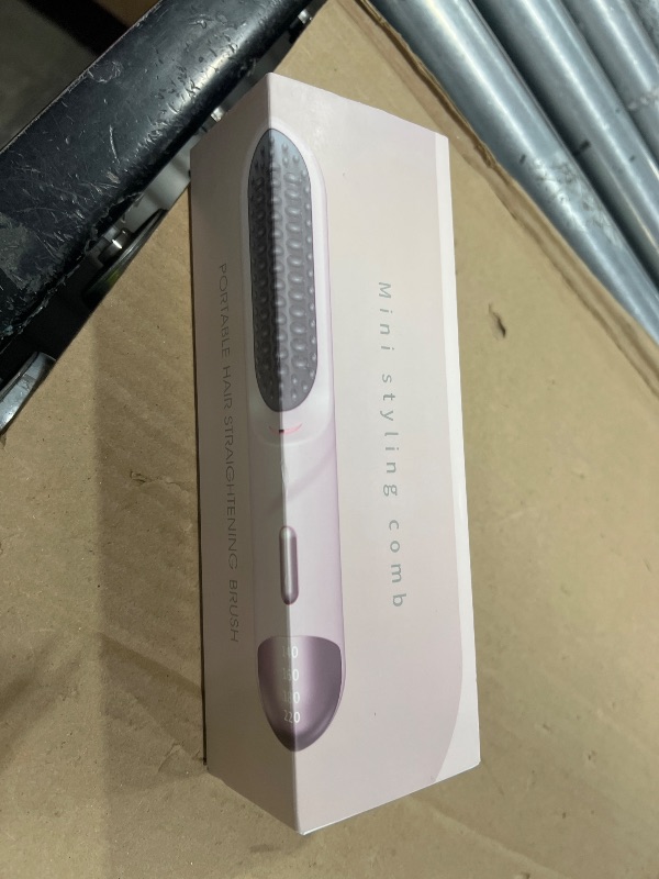Photo 1 of Go Brush Pro 2026 Hair Iron Straightener Brush 300M Negative Ions, Portable Mini Hair Straightening Comb for Women with 4 Temps Fast Heating MCH Ceramic Coating Smooth Frizz Hair Travel Gift Pink