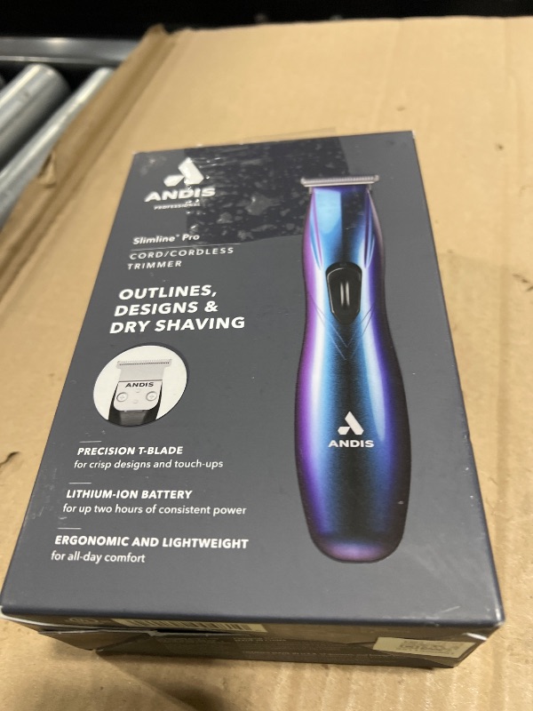 Photo 1 of Andis 560974 Slimline Pro Cord/Cordless Trimmer – Lithium Ion T-Blade, Zero Gap Precision, Limited Edition Galaxy, Professional Performance
