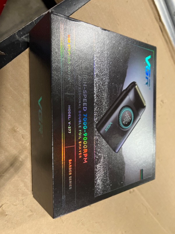 Photo 1 of VGR 377 Foil Shaver for Men, Electric Razor for Shaving Face with Double Foil, 21-Speed 9000 RPM Motor Bald Shavers LED Display Titanium Foils, Barber Supplies (Black), Men's Gifts