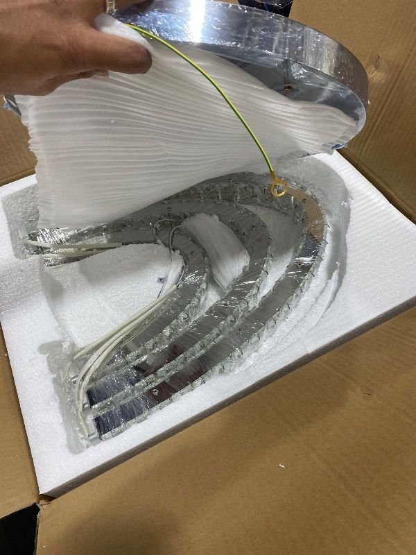 Photo 1 of Vinilky Modern Crystal Ceiling Light Chandelier, Flush Mount Lighting Fixture Pendant Ceiling Lamp Light for Living Room Bedroom Dining Room Hallway