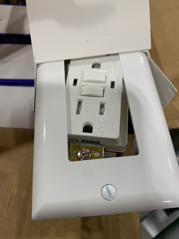 Photo 1 of 10 Pack - POWAWINI GFCI Outlet 15 Amp, UL Listed, Self-Test GFI Receptacles, TamperResistant, Weather Resistant, LED Indicator, with Decor Wall Plates and Screws, Indoor or Outdoor Use (White)