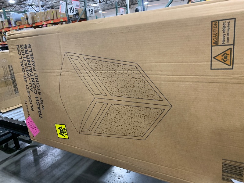 Photo 1 of Alpine Industries Rugged 40-Gallon All-Weather Outdoor Recycle Bin Trash Can Container (Without Ash Tray, Stone Panels) (B07CY63BNT)