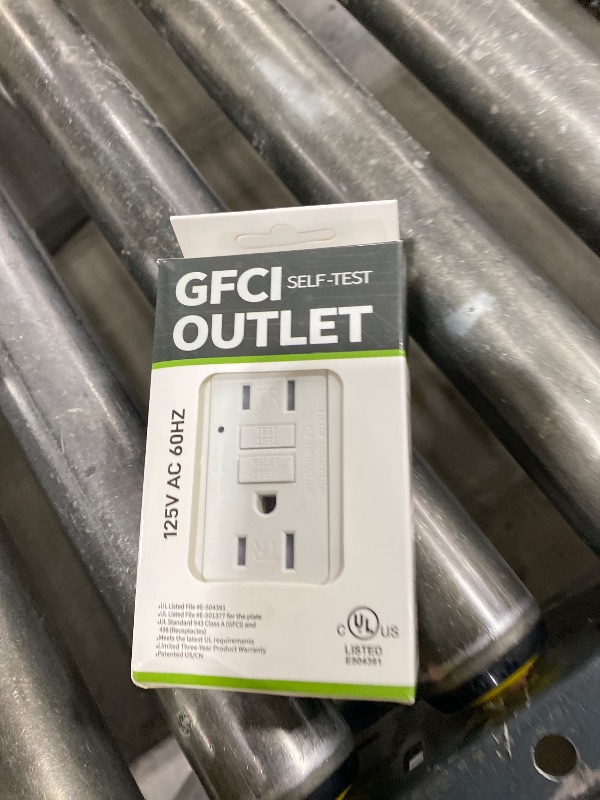 Photo 1 of 1-Pack 15 Amp GFI Electrical GFCI Outlet Self-Test Tamper Resistant (TR) Weather Resistant (WR) Ground Fault Receptacle with LED Indicator UL Listed Standard Wall Plate Included White