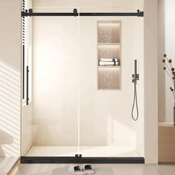 Photo 1 of 60x76in Shower Glass Doors, Sliding Bathroom Door, Waterproof Seal, Walk-in Frameless Glass Shower Door