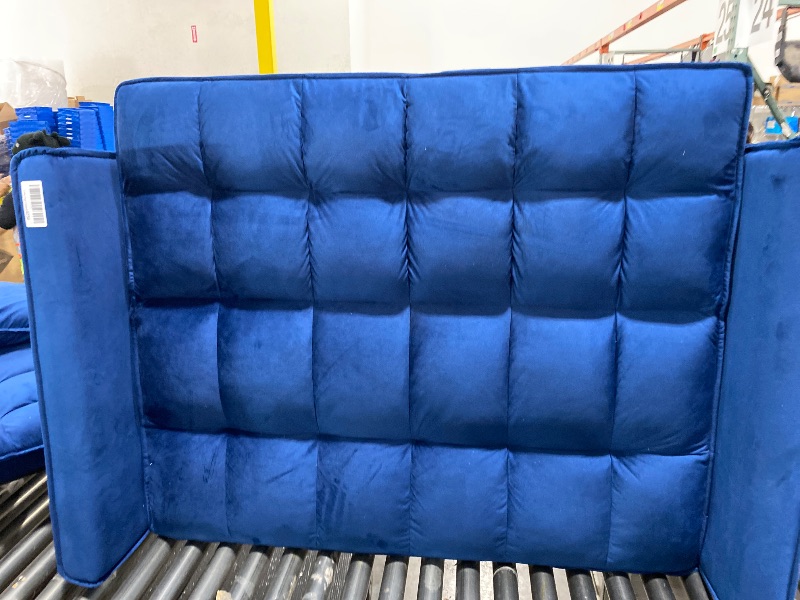 Photo 1 of Tcbosik 71" Convertible Velvet Sofa Bed, Couch with Adjustable Backrest, Modern Loveseat Sleeper for Home Office, Living Room, Blue
