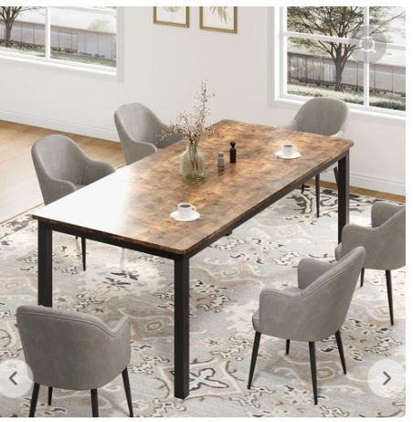 Photo 1 of TABLE ONLY Garvee 78.7" Large Rectangle Dining Table for 6-8 People, Kitchen Table with Sturdy Metal Legs, Modern Industrial Dinner Table for Living Room, Office, Brown
