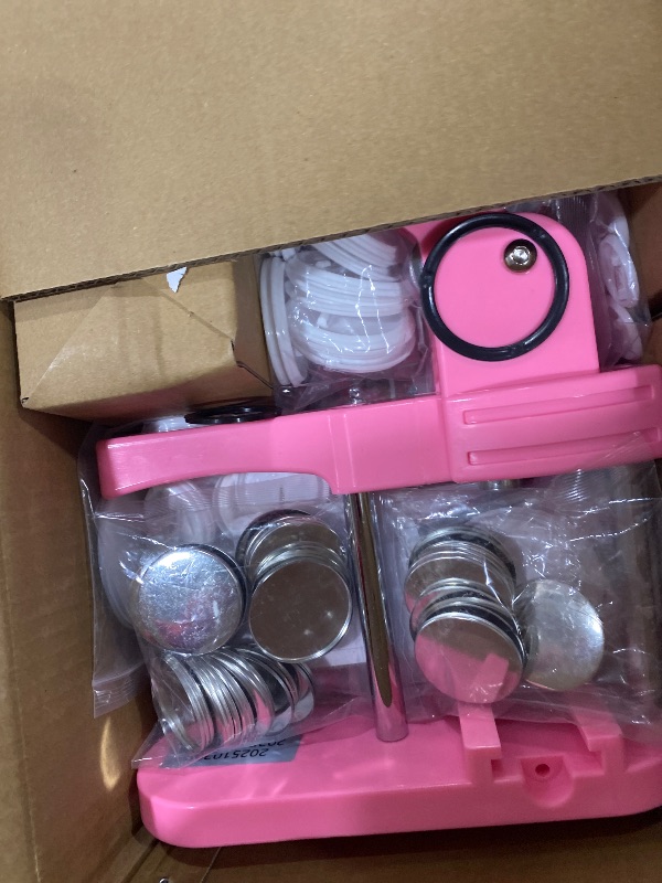 Photo 1 of MECOLOUR Button Maker Machine Multiple Sizes 1.26+1.73+2.28 inch Pin Maker Machine,150pcs Button Badge Making Supplies,Button Press Machine for DIY Personalized Pinback Buttons Children DIY Gift(Pink)