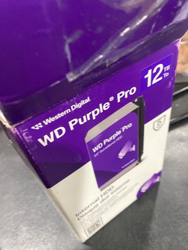 Photo 1 of Western Digital 12TB WD Purple Pro Surveillance Internal Hard Drive HDD - SATA 6 Gb/s, 512 MB Cache, 3.5" - WD122PURP
