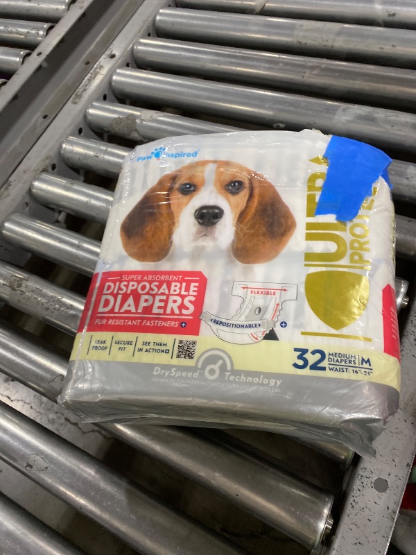 Photo 1 of Paw Inspired 32ct Disposable Dog Diapers | Female Dog Diapers Ultra Protection | Diapers for Dogs in Heat, Excitable Urination, or Incontinence (Medium)