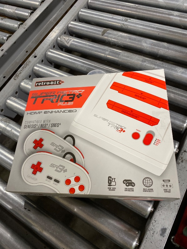 Photo 1 of Retro-Bit Super Retro Trio HD Plus 720P 3 in 1 Console System - HDMI Port - for Original NES/SNES, Super Nintendo and Sega Genesis Games - Red/White