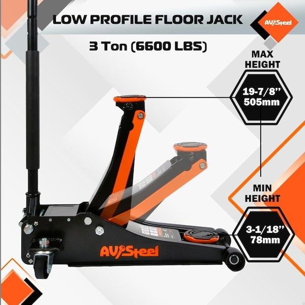 Photo 1 of Low Profile Floor Jack, 3 Ton 6600 Lbs Capacity, Heavy Duty Hydraulic Jack

