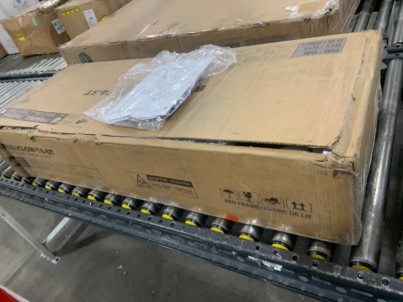 Photo 1 of Seventable Twin Bed Frame with 4 Storage Drawers, Charging Station & LED Lights, Upholstered Headboard with 2-Tier Shelves, Metal Platform Bed, No Box Spring Needed, Noise-Free, White