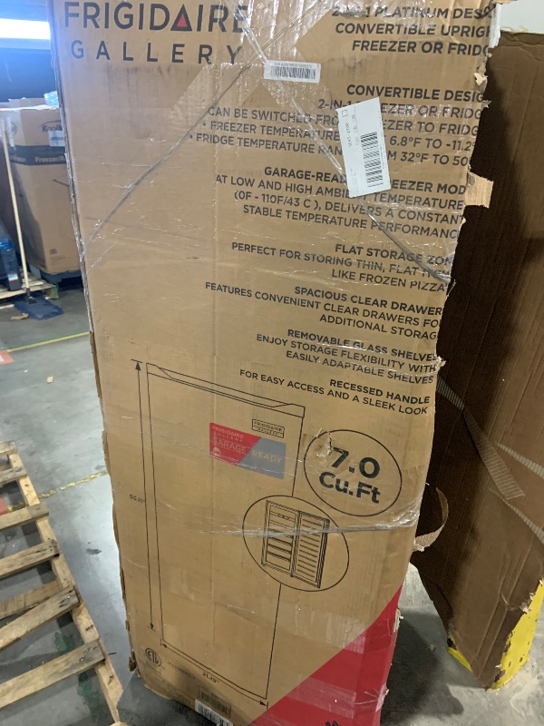 Photo 1 of Frigidaire 7.0 Cu. Ft. Upright Convertible Fridge/Freezer, Reversible Door, Removable Glass Shelves, Adjustable Controls, Platinum Finish