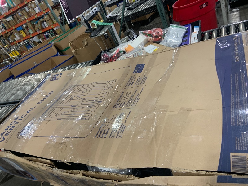 Photo 1 of Suncast Outdoor Storage Cabinet Waterproof Resin Vertical Outdoor Storage Shed (54 cu. ft.) for Patio, Garden Tools, Cushions, & Equipment. Weatherproof Plastic Multi-Wall Design, Capacity Made in USA