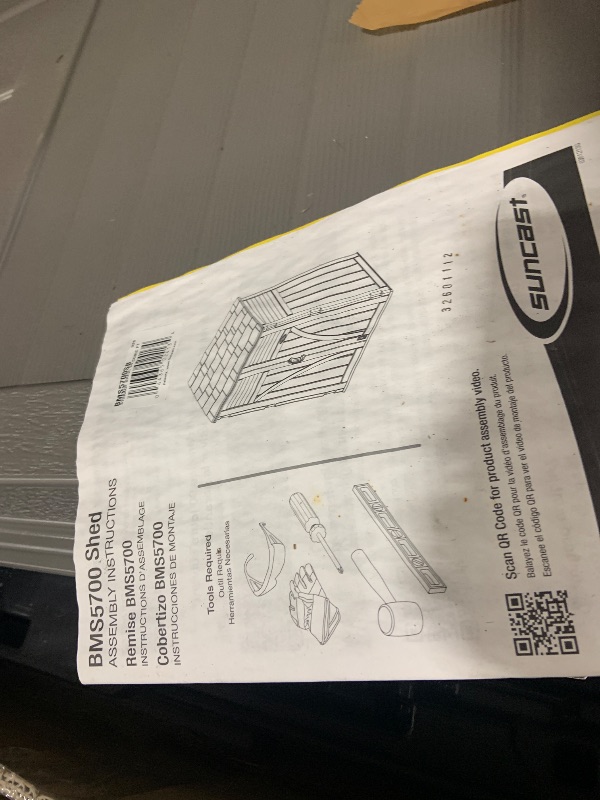 Photo 1 of Suncast Outdoor Storage Cabinet Waterproof Resin Vertical Outdoor Storage Shed (54 cu. ft.) for Patio, Garden Tools, Cushions, & Equipment. Weatherproof Plastic Multi-Wall Design, Capacity Made in USA