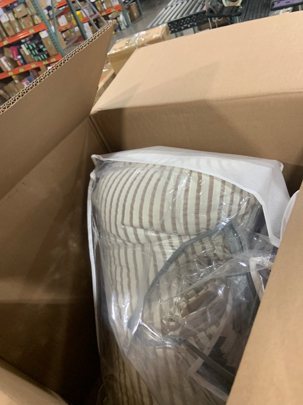 Photo 1 of BUPIRD Mocha Brown Comforter Set King Striped Soft Washed Microfiber Jacquard 3 Pieces Striped Bedding Sets Mocha Brown White Comforter for All Seasons and 2 Pillowcases Comfort Breathable