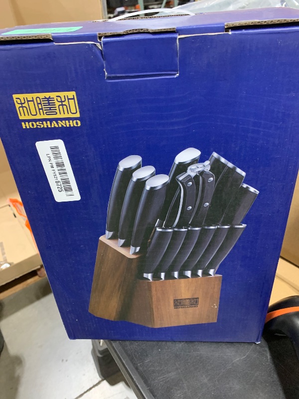 Photo 1 of HOSHANHO 16-Piece Knife Set with Block, Ultra Sharp High Carbon Powder Steel Knife Block Set, Chef Knife Set Professional Kitchen Knives Set with Sharpener and Pakkawood Handle