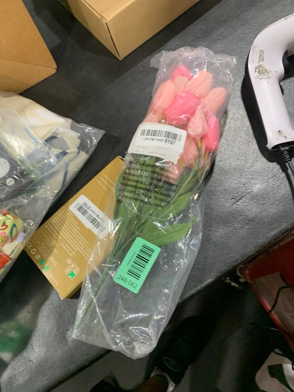 View 2 of 10 Pcs Pink Artificial Tulips - Real Touch Faux Flowers, 13.5" - Bulk for Vase, Centerpieces, Home, Wedding, Mother's Day Bouquet