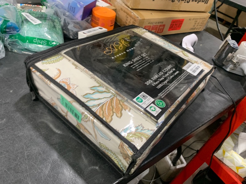 Photo 1 of AZORES HOME Ingrid Organic Cotton 300 Thread Count Deep Pocket Bed Sheet Set, Fits up to 19 inch Mattress - Cal King, Ivory