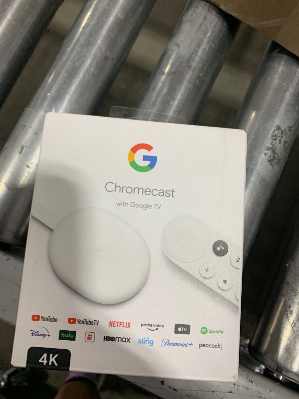 Photo 1 of Google Chromecast with Google TV (4K)- Streaming Stick Entertainment with Voice Search - Watch Movies, Shows, and Live TV in 4K HDR - Snow