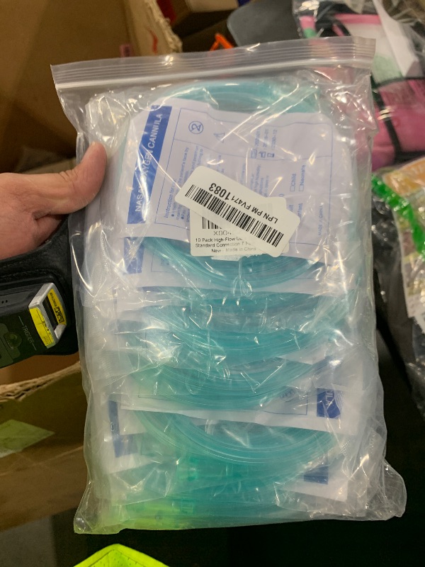 Photo 1 of 10 Pack High-Flow Ultra Soft Nasal Oxygen Cannula, Green Tubing and Each Individual Packing with Standard Connection 7 Ft
