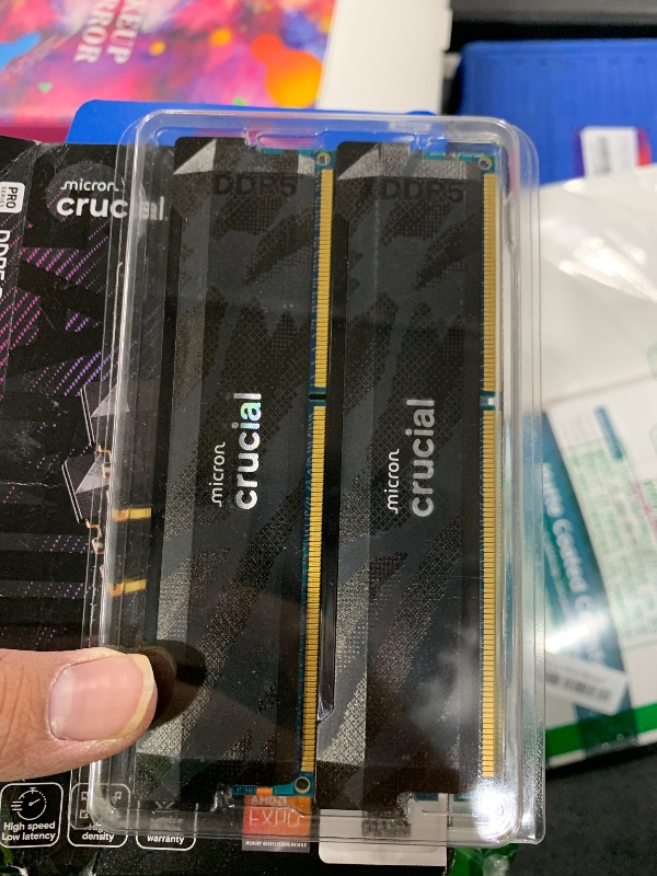 Photo 1 of Crucial Pro DDR5 RAM 32GB Kit (2x16GB), 6400MHz CL32, Overclocking Desktop Gaming Memory, Intel XMP 3.0 & AMD Expo Compatible, Black - CP2K16G64C32U5B