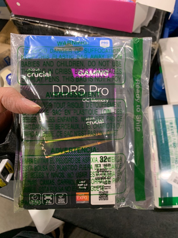 Photo 1 of Crucial Pro DDR5 RAM 32GB Kit (2x16GB), 6400MHz CL32, Overclocking Desktop Gaming Memory, Intel XMP 3.0 & AMD Expo Compatible, Black - CP2K16G64C32U5B