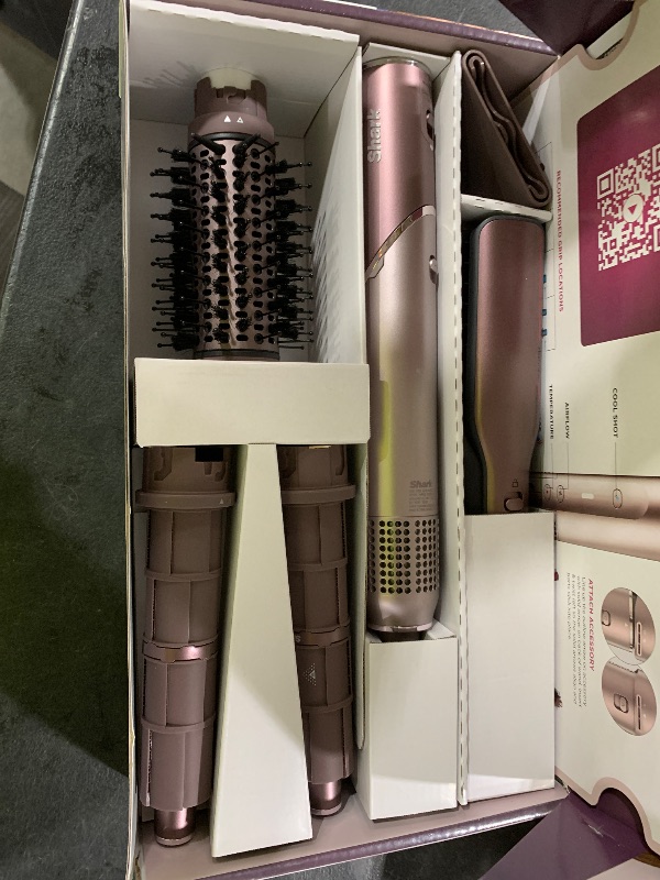 Photo 1 of Shark FlexFusion Hair Straightener & Powerful Hair Dryer with Fusion Hair Brush, Ceramic Air Styler with Auto-Wrap Curlers & Concentrator, Ceramic Plates, Cosmic Blush HD641S