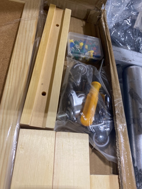 Photo 1 of Saypacck Double Sided Large Cork Board for Office with Wheel 24 x 47'' Reversible Mobile Cork Bulletin Board with Push Pin Decorative Display Board Portable Freestanding Corkboard for Home Photo Wall