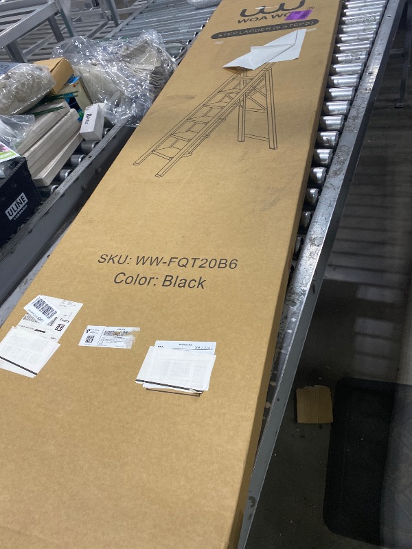 Photo 1 of WOA WOA 6 Step Ladder for High Ceiling, Lightweight Folding Ladders, with Handrails & Anti-Slip Wide Pedal, for Home and Kitchen Tall Cabinets, 330 lbs Capacity - Black
