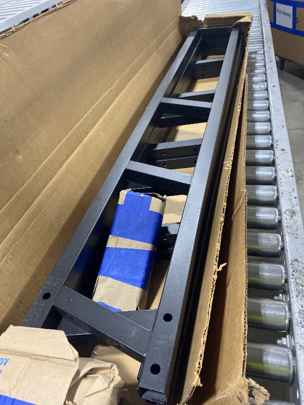 Photo 1 of 9.35FT Industrial Style Loft Ladder, 7 Steps with Black Steel Handrails & Solid Wood Steps, 450lbs Capacity, Fits 7.2-8FT Installation Height, for Attic, Kitchen, Warehouse, Bookshelf& Outdoor
