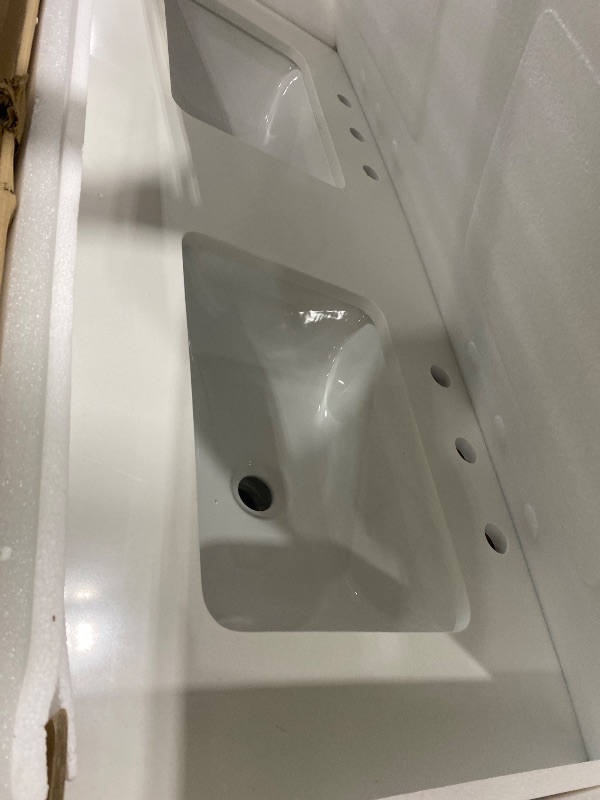 Photo 1 of missing multiple parts-----------------------------------------DKB Emilia 66" Midnight Blue Double Bathroom Vanity with Sink, 1.5" Edge Italian Carrara Marble Countertop, Rectangular Sinks, 4 Soft Close Doors, 6 Dovetail Drawers (partial sink only)