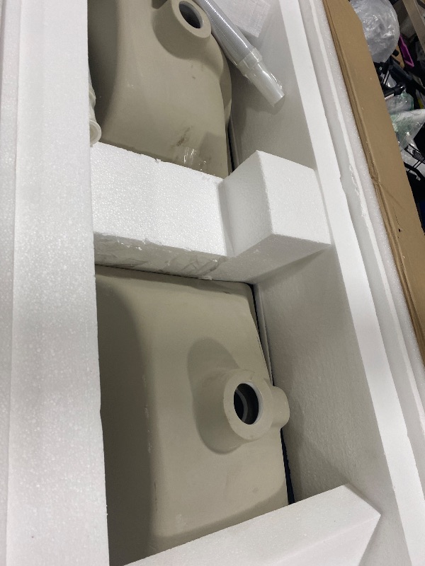 Photo 1 of missing multiple parts-----------------------------------------DKB Emilia 66" Midnight Blue Double Bathroom Vanity with Sink, 1.5" Edge Italian Carrara Marble Countertop, Rectangular Sinks, 4 Soft Close Doors, 6 Dovetail Drawers (partial sink only)