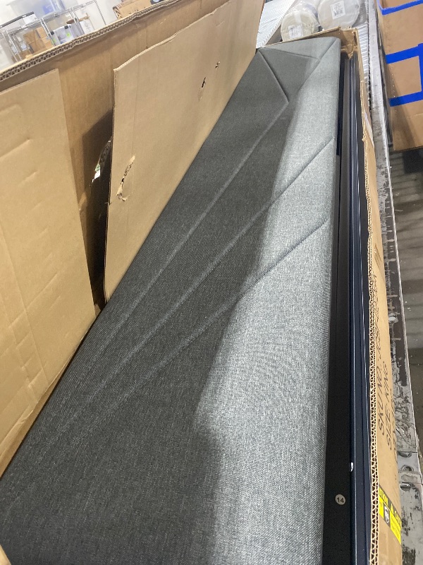 Photo 1 of Driftalia King Size Bed Frame with 4 Storage Drawers, Upholstered King Bed Frame with Charging Station and LED Lights Headboard, No Box Spring Needed, Easy Assembly - Dark Grey