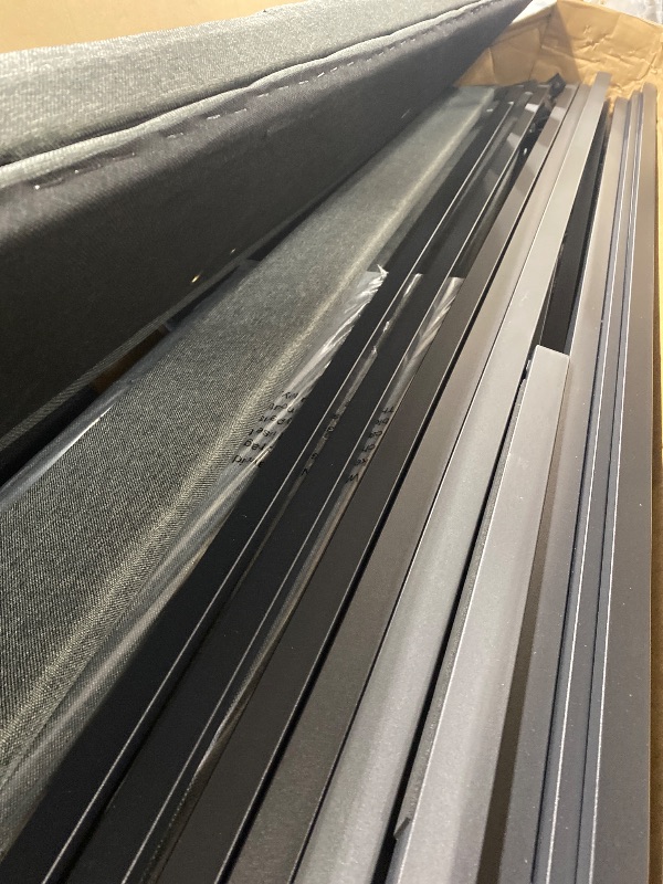 Photo 1 of Driftalia King Size Bed Frame with 4 Storage Drawers, Upholstered King Bed Frame with Charging Station and LED Lights Headboard, No Box Spring Needed, Easy Assembly - Dark Grey