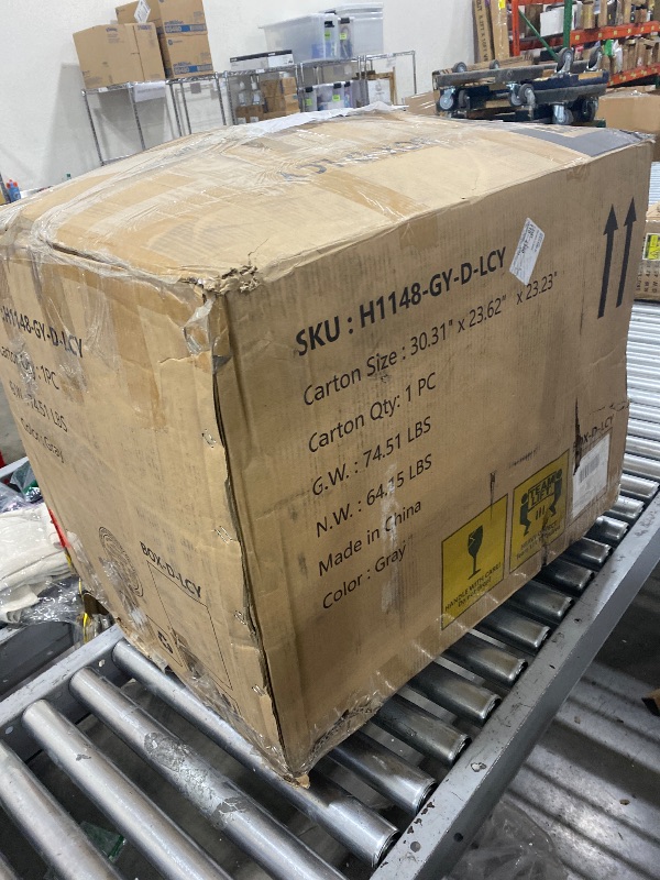 Photo 1 of Combo Zero Gravity Loveseat Power Reclining Sofa with Console, Heat and Vibration Massage, Recliner Couch for Living Room, Fabric 6035SET (Grey, Loveseat)
 (PARTIAL)