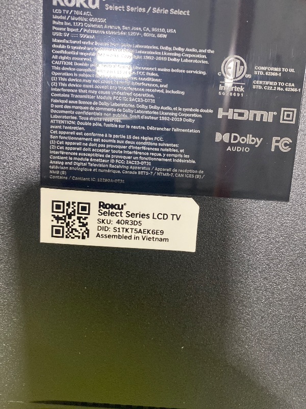 Photo 1 of Roku Smart TV – 40-Inch Select Series, 1080p Full HD TV – Roku TV with Voice Remote – Flat Screen LED Television with Wi-Fi for Streaming Live Local News, Sports, Family Entertainment