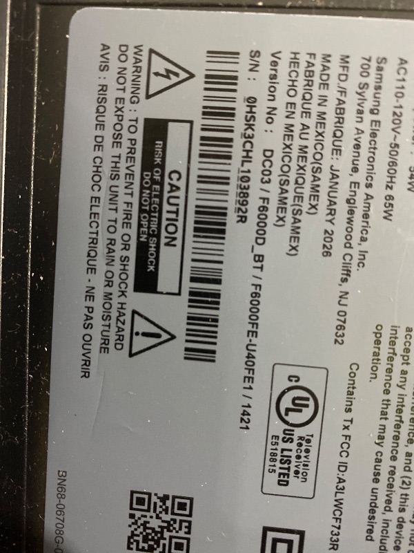 Photo 1 of SAMSUNG 40-Inch Class Full HD F6000 Smart TV (2025 Model) HDR, Object Tracking Sound Lite, Knox Security, One UI Tizen, Smart TV ( for parts only)