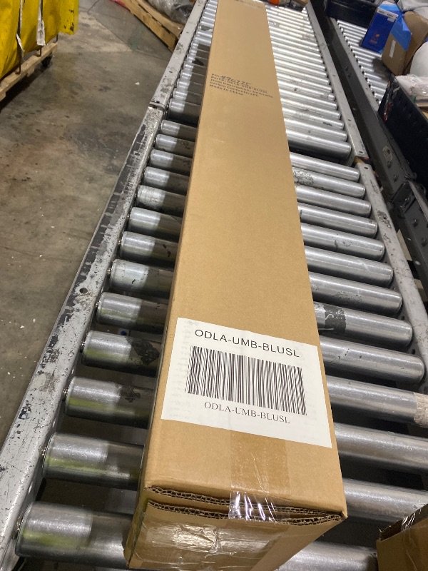 Photo 1 of 9 ft. Hammertone Grey Aluminum Market Patio Umbrella with Collar Tilt Crank Lift in Air Blue Sunbrella
