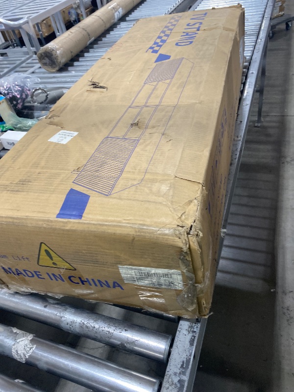 Photo 1 of KIMOLST Modern 86in TV Stand for Living Room, Fluted Design Entertainment Center with Adjustable Shelves,Media TV Console Table with Storage for Bedroom,Nature