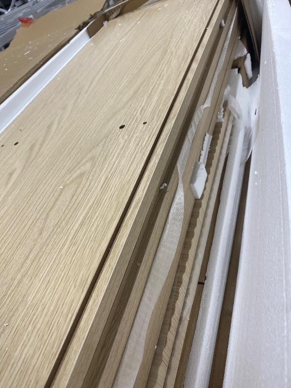 Photo 1 of KIMOLST Modern 86in TV Stand for Living Room, Fluted Design Entertainment Center with Adjustable Shelves,Media TV Console Table with Storage for Bedroom,Nature