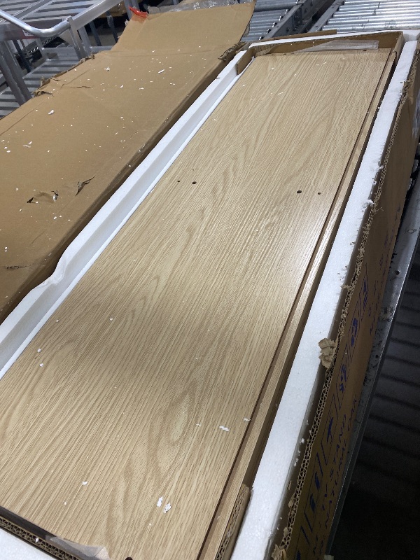 Photo 1 of KIMOLST Modern 86in TV Stand for Living Room, Fluted Design Entertainment Center with Adjustable Shelves,Media TV Console Table with Storage for Bedroom,Nature