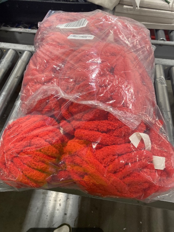 Photo 1 of HouseABC Chunky Yarn for Hand Knitting Soft Jumbo Bulky Fluffy Chenille Yarn for Crocheting Blanket Scarf DIY 8 Pack (Red, 28yds, 8 Ounces Each)