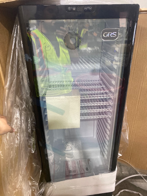 Photo 1 of GRS Commercial Display Refrigerator with Glass Door Lock | Cool Air Flow & Temperature | Beverage Cooler, Drink and Wine Fridge with Adjustable Display Shelf for Stores and Bars | Black, 7.1 Cu. Ft