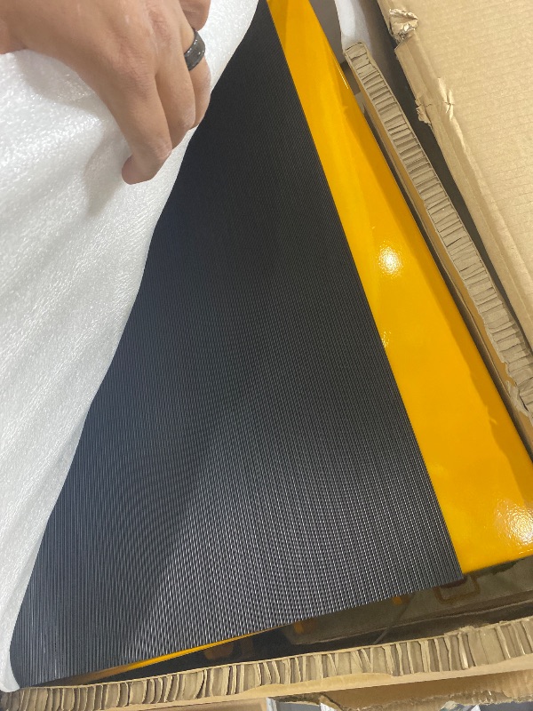 Photo 1 of Hydraulic Lift Table Cart, 1100lbs Capacity, 34.7" Lifting Height, Single Scissor Lift with Non-Slip Pad & Safety Guard Foldable Handle for Material Handling and Transportation, Yellow