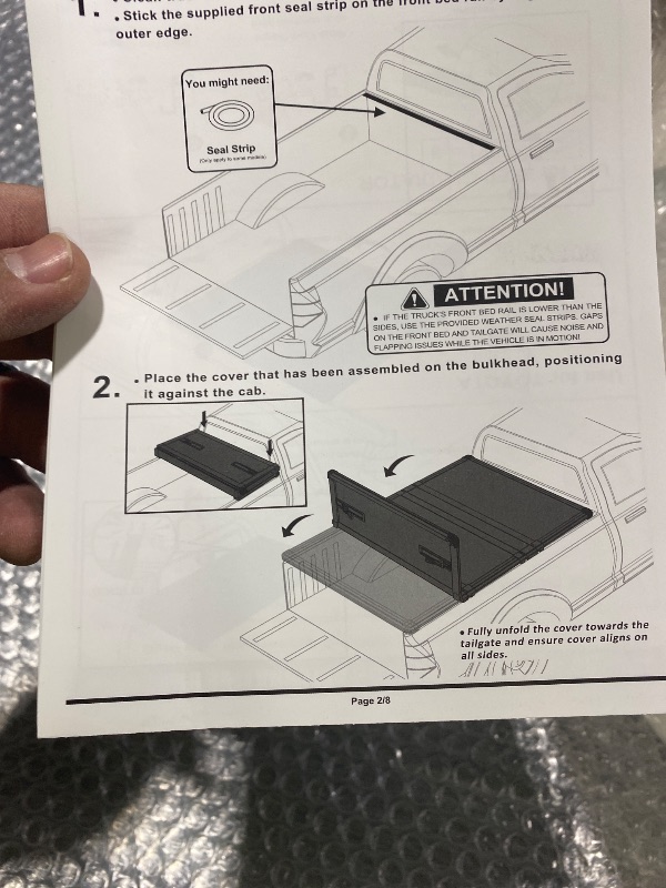 View 3 of Hard Top Tri Fold tonneau Cover Compatible with 2005-2026 Nissan Frontier 5ft Bed (58.6") w/or w/o Deck Rail System, Alloy Steel and Fiberglass Made