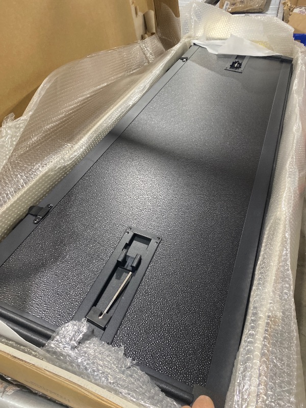 View 5 of Hard Top Tri Fold tonneau Cover Compatible with 2005-2026 Nissan Frontier 5ft Bed (58.6") w/or w/o Deck Rail System, Alloy Steel and Fiberglass Made