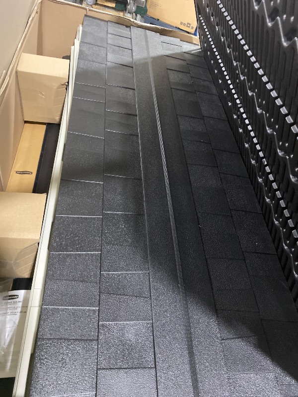 Photo 1 of Rubbermaid 7 Foot by 7 Foot Weatherproof Outdoor Storage Shed for Garden Tools and Lawn Machinery Organization with Lockable Double Door Sandstone