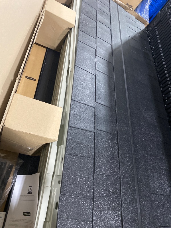 Photo 1 of Rubbermaid 7 Foot by 7 Foot Weatherproof Outdoor Storage Shed for Garden Tools and Lawn Machinery Organization with Lockable Double Door Sandstone